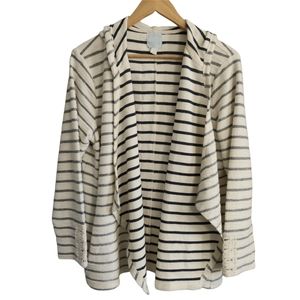 Sunday Reversed Stitched Hooded Waterfall Cardigan Sweater Size Large